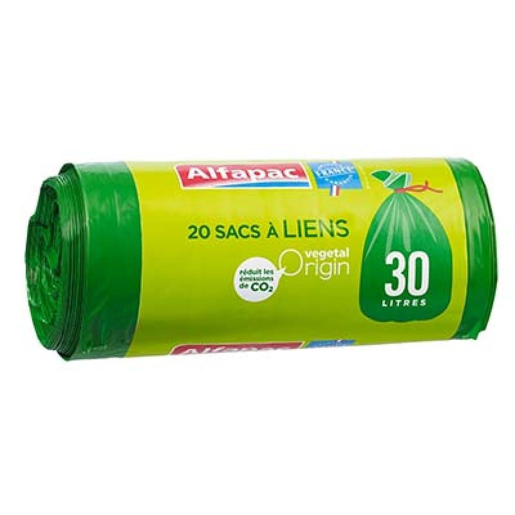 Sacs poubelle à liens 30 L, 2 rouleaux de 20 - ALFAPAC