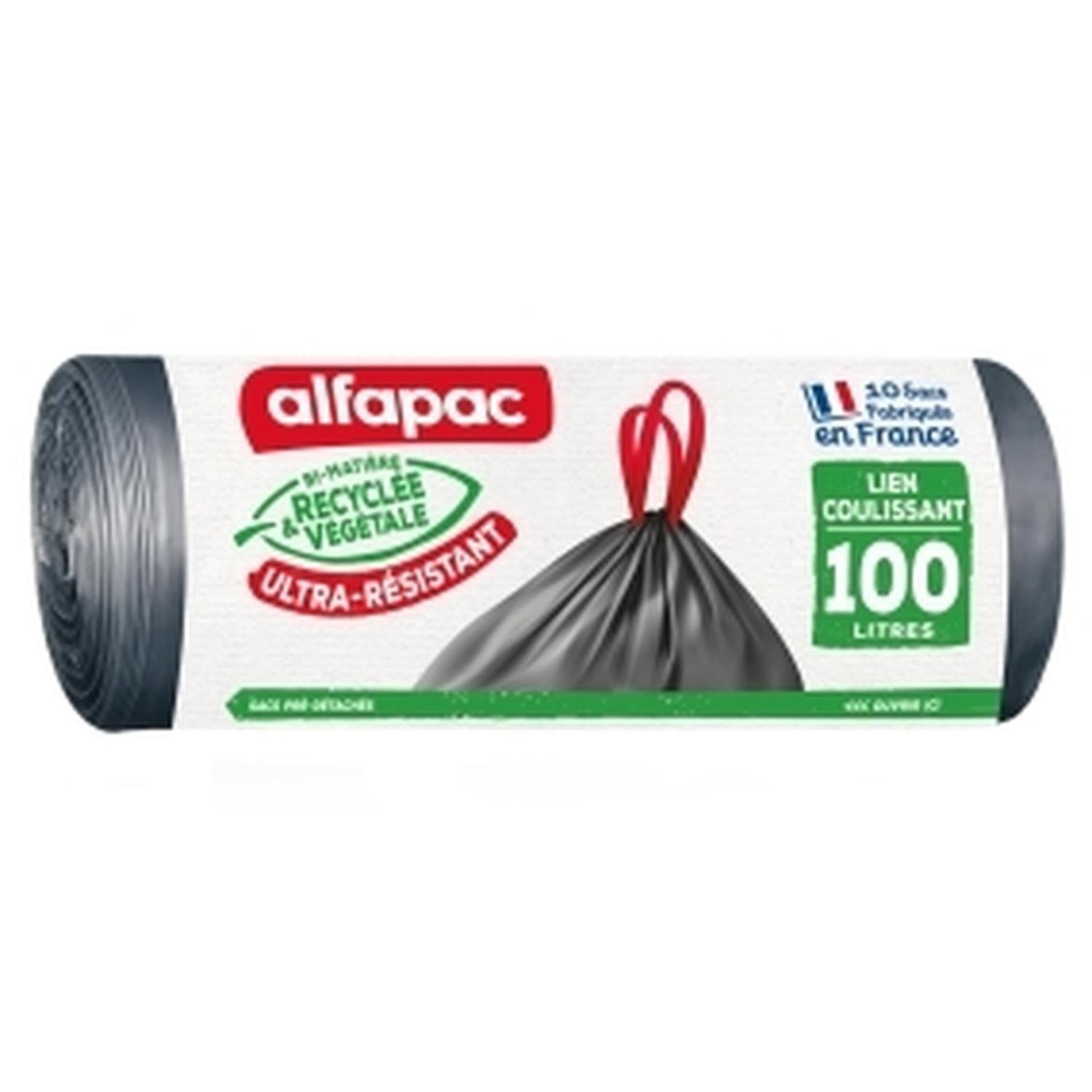 Sacs poubelle 100 L lien coulissant ultra-résistants x10