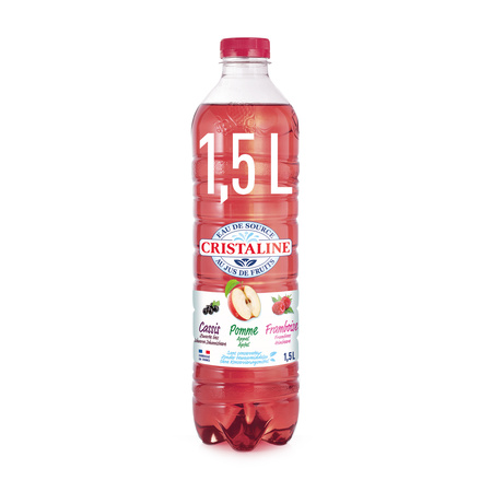 Eau plate aromatisée pomme, cassis, framboise sans sucres ajoutés 6x1,5L - CRISTALINE