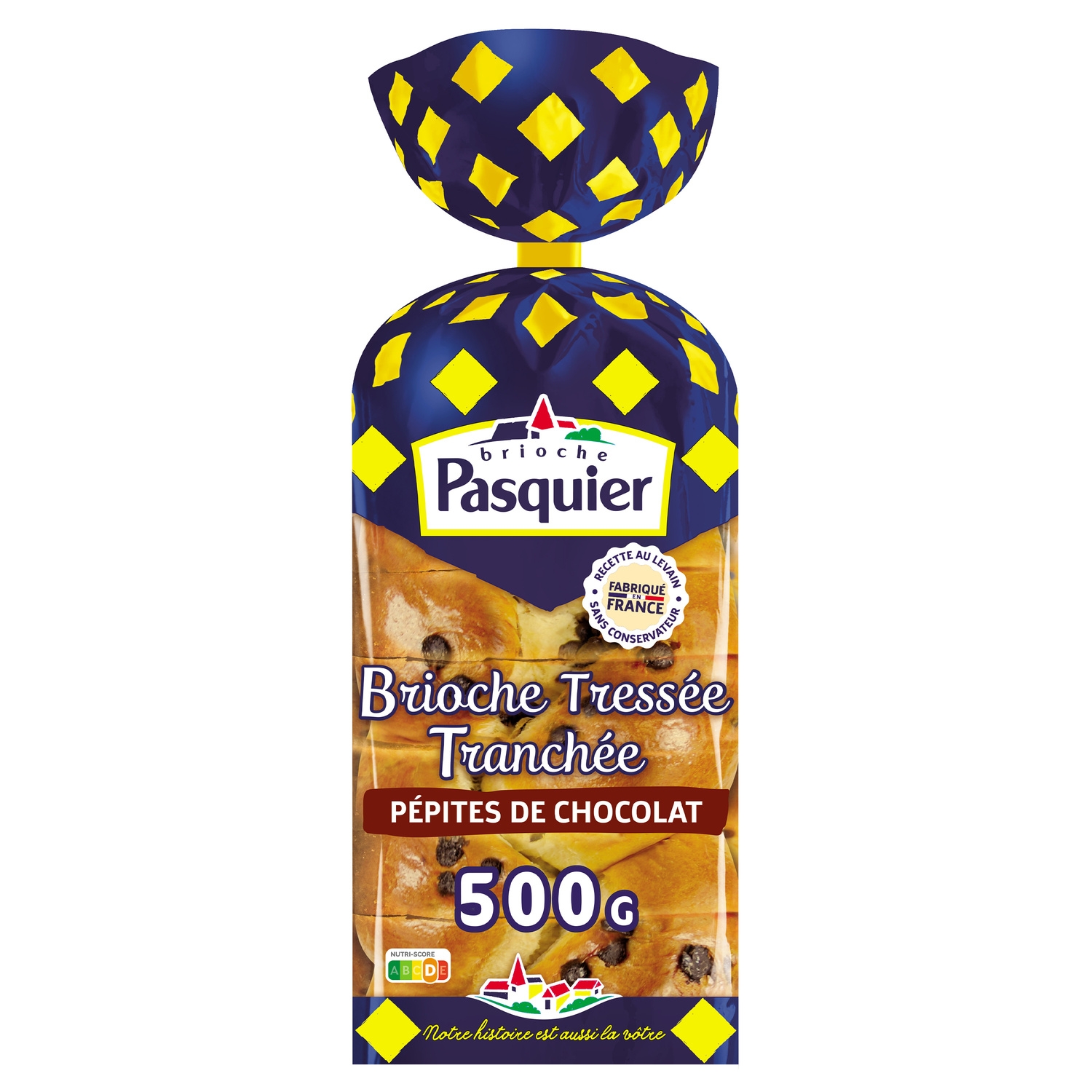 Brioche tressée tranchée pépites de chocolat 500 g - BRIOCHE PASQUIER