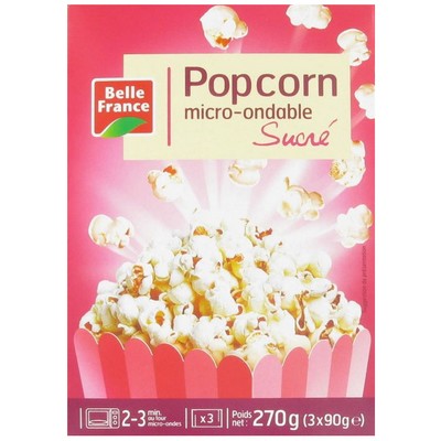 Pop Corn Sucre Micro Ondable X 3 Scht Bf Etui 270g - BELLE FRANCE