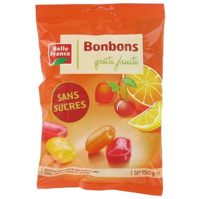 Bonbon Sans Sucre Gout Fruit Bf Sachet 150 G - BELLE FRANCE