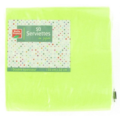 Serviettes en ouate 2 plis 33 x 33 cm x50 - BELLE FRANCE