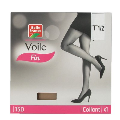 Collant voile fin 15 deniers naturel taille 1/2 - BELLE FRANCE