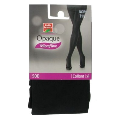 Collant opaque microfibre 50 deniers noir taille 1/2 - BELLE FRANCE