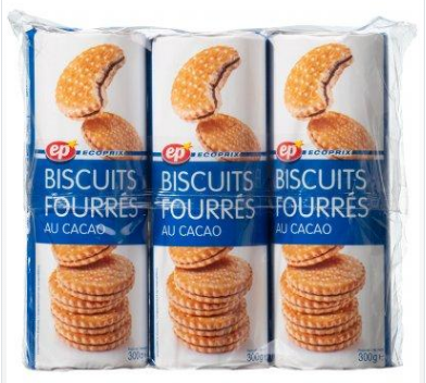Biscuits fourrés ronds au cacao 3 x 300 g - Ecoprix