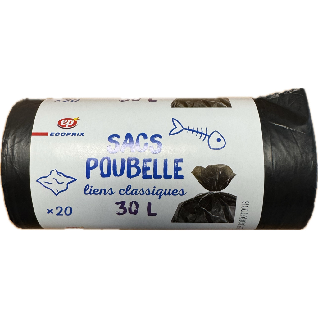 Sacs poubelle à liens classiques 30 L x20 - Ecoprix
