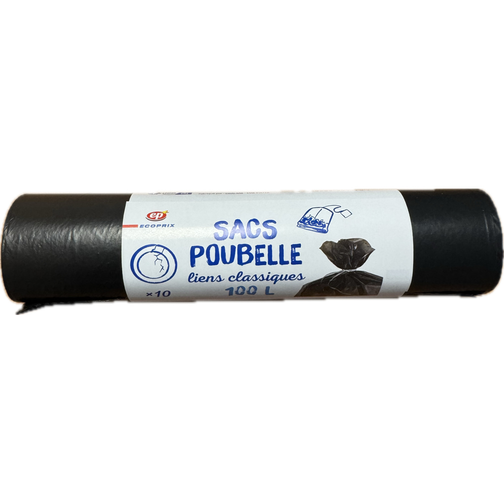 Sacs poubelle à liens classiques 100 L x10 - Ecoprix