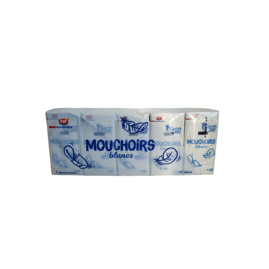 Mouchoirs blancs 3 plis 15 x 10 - Ecoprix