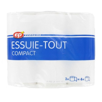 Essuie-tout compact 3 = 6 rouleaux - Ecoprix