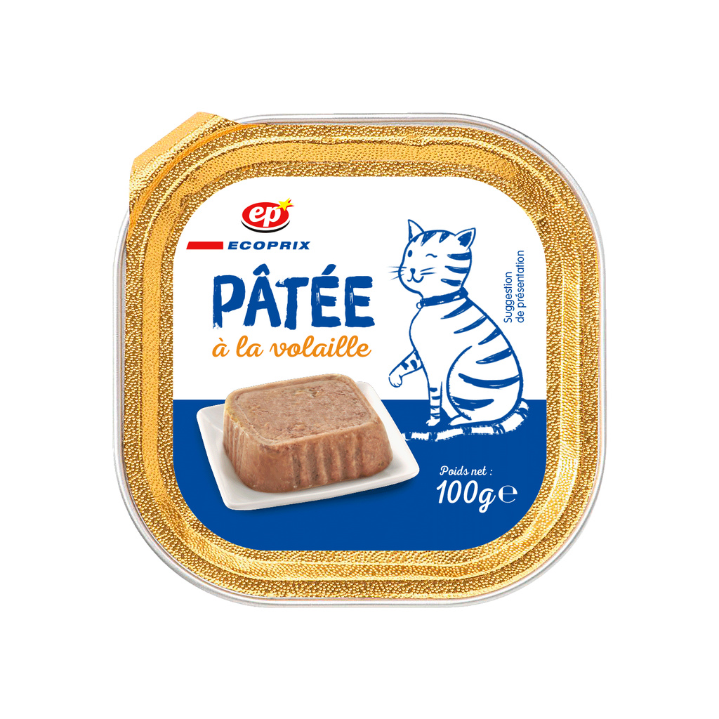 Pâtée à la volaille pour chat barquette 100 g - Ecoprix
