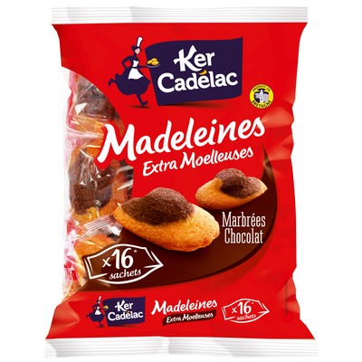Madeleines extra moelleuses marbrées au chocolat x16 400 g - KER CADELAC