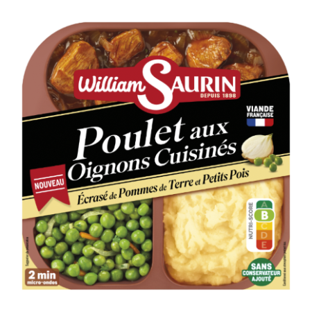 Poulet aux oignons cuisinés écrasé de pommes de terre et petits pois viande française 320 g - WILLIAM SAURIN