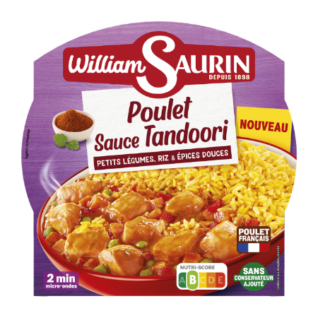 Poulet sauce tandoori petits légumes riz et épices douces poulet français 300 g - WILLIAM SAURIN