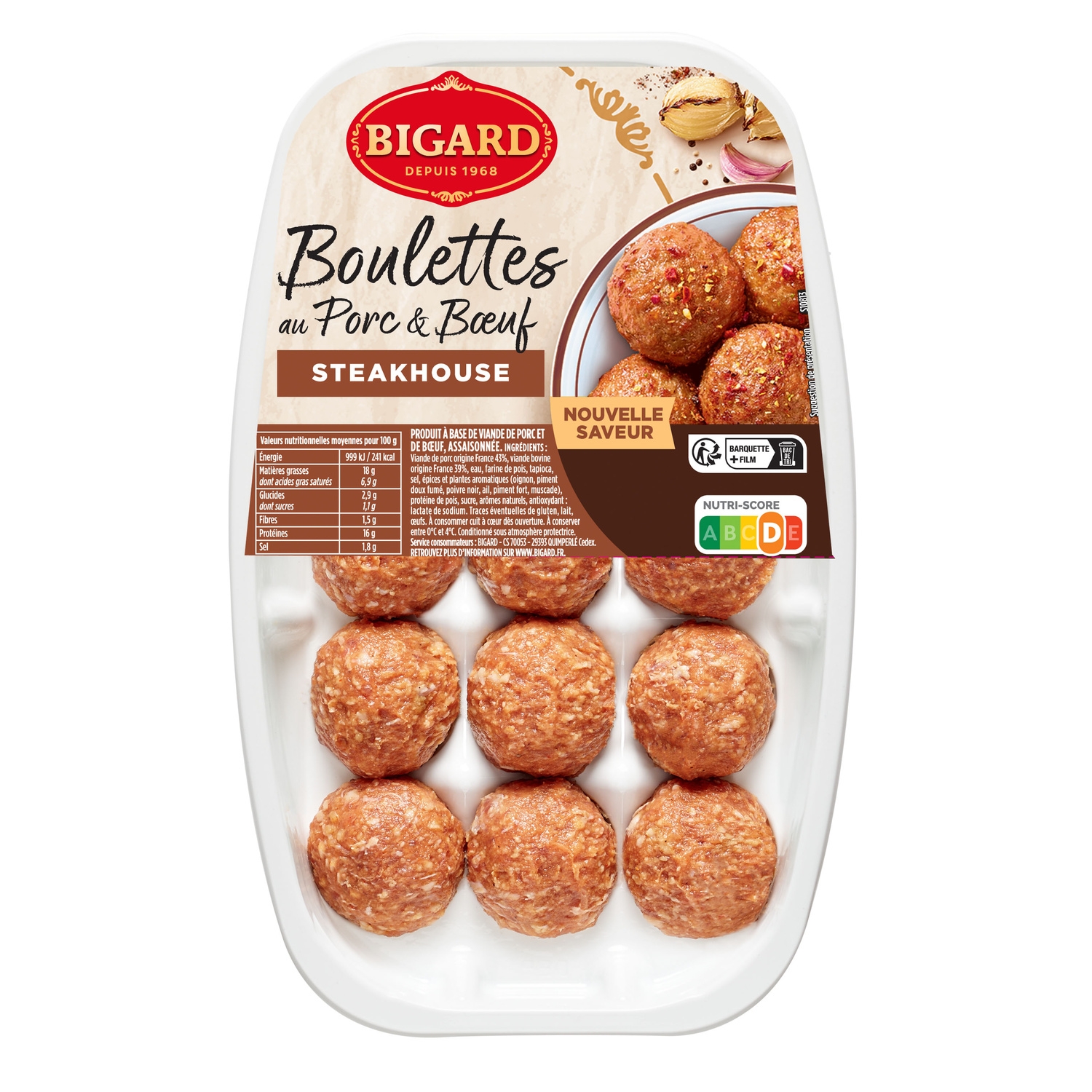 Boulettes au porc et bœuf Steakhouse 375 g - BIGARD