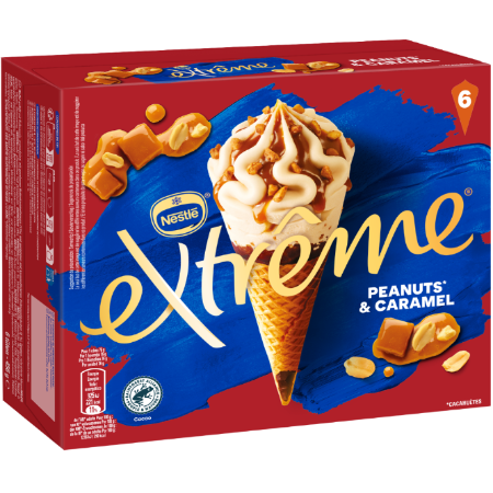 Conos helados cacahuete y caramelo Extrême x6 456 g - NESTLÉ