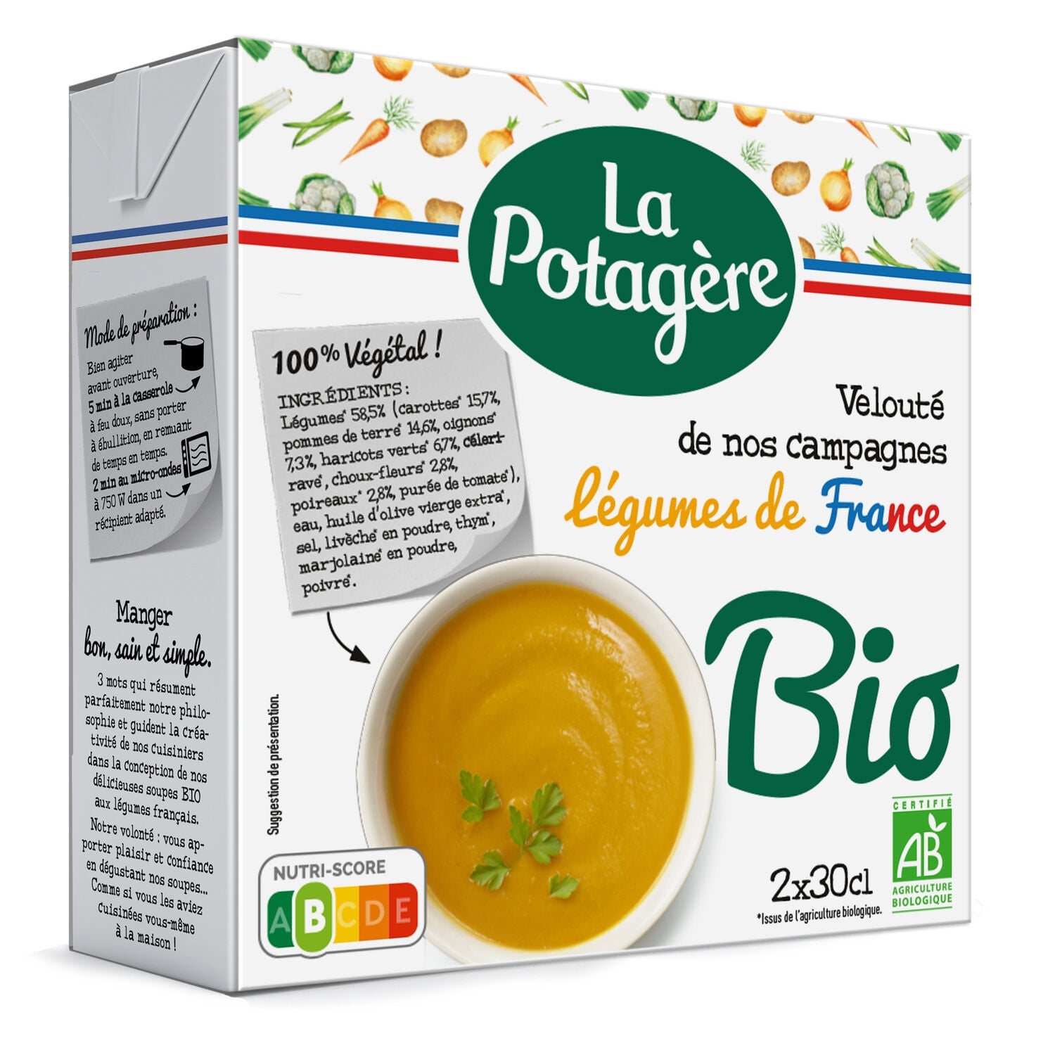 Velouté de légumes de nos campagnes bio 2 x 30 cl - LA POTAGÈRE