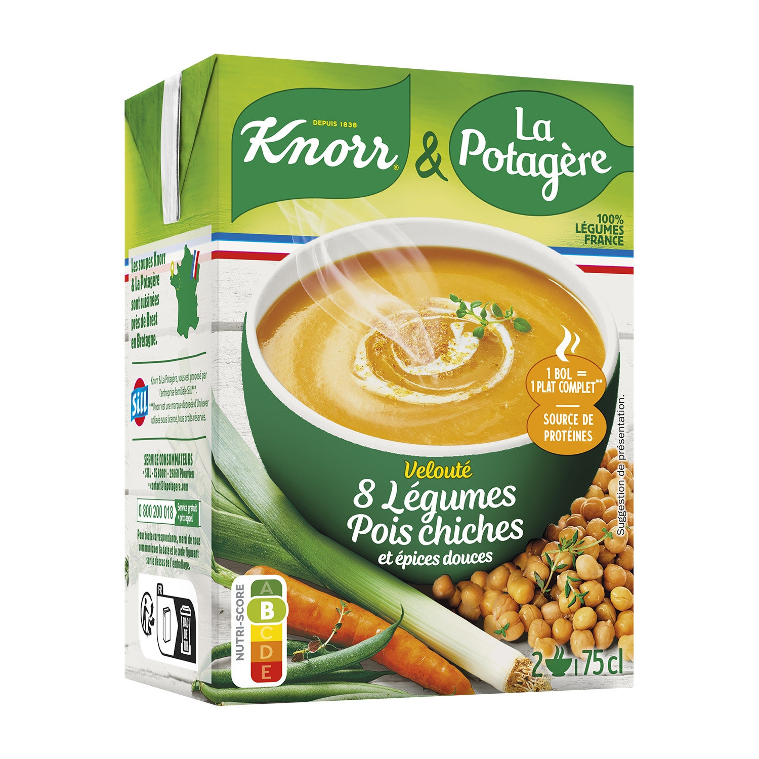 Velouté 8 légumes, pois chiches et épices douces 75 cl - KNORR