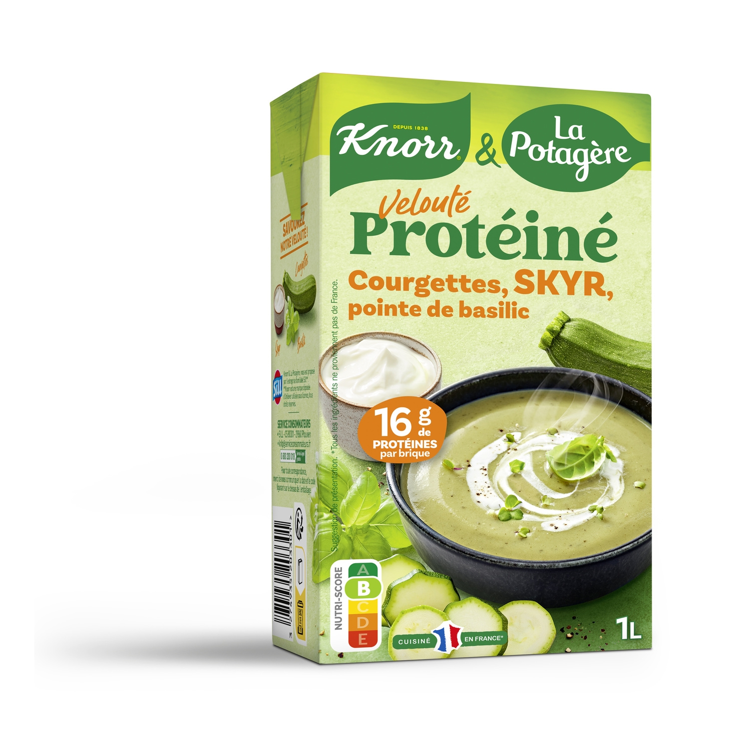 Velouté protéiné courgettes skyr et pointe de basilic, 1 L - LA POTAGERE