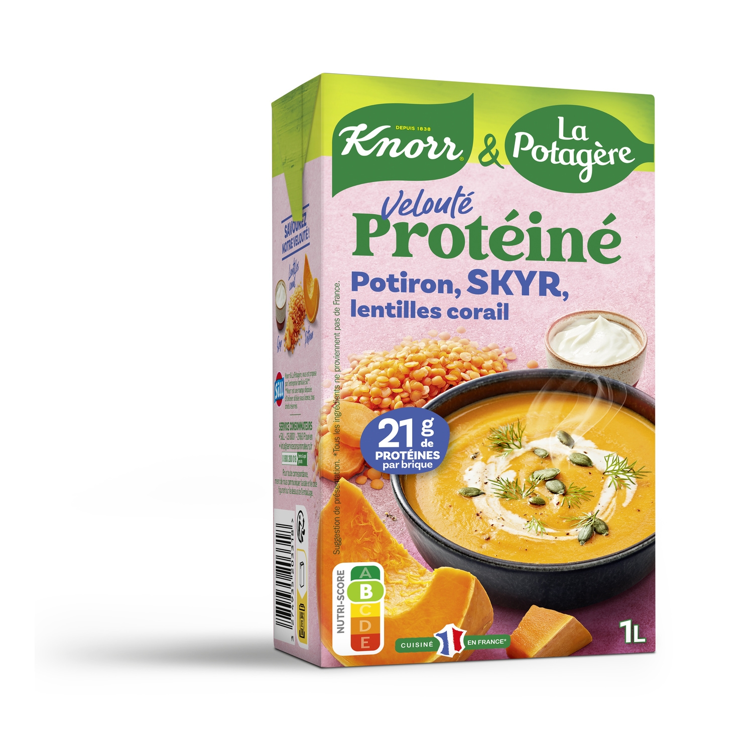Velouté protéiné potiron skyr et lentilles corail, 1 L - LA POTAGERE