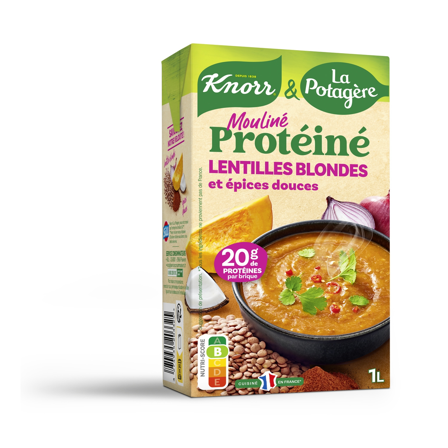 Mouliné protéiné lentilles blondes et épices douces, 1 L - LA POTAGERE
