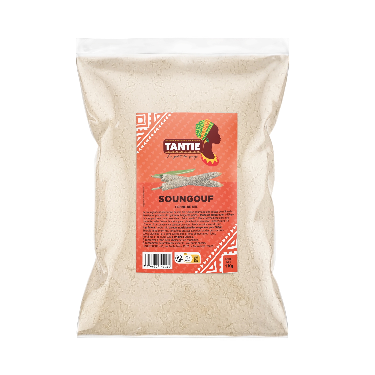 Soungouf farine de mil, sachet 1 kg - TANTIE