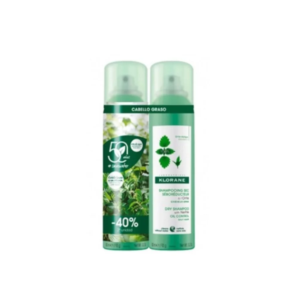 नेटल प्यूरिफाइंग ड्राई शैम्पू - 2 x 150 ml का पैक - KLORANE