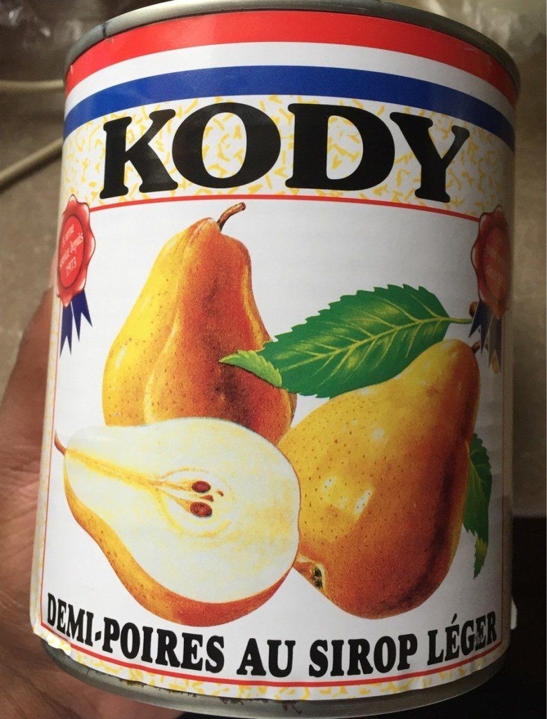 Demi-poires au sirop léger, boîte 4/4 - KODY