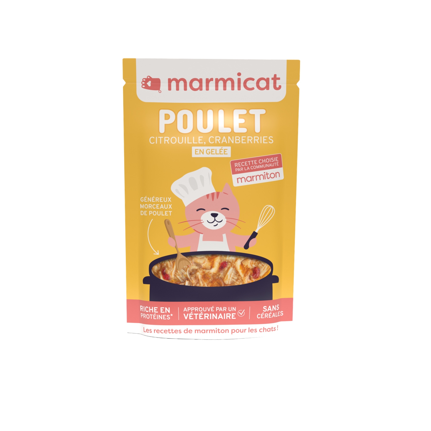 Pâtée pour chat poulet, citrouille et cranberries en gelée 70 g - MARMICAT