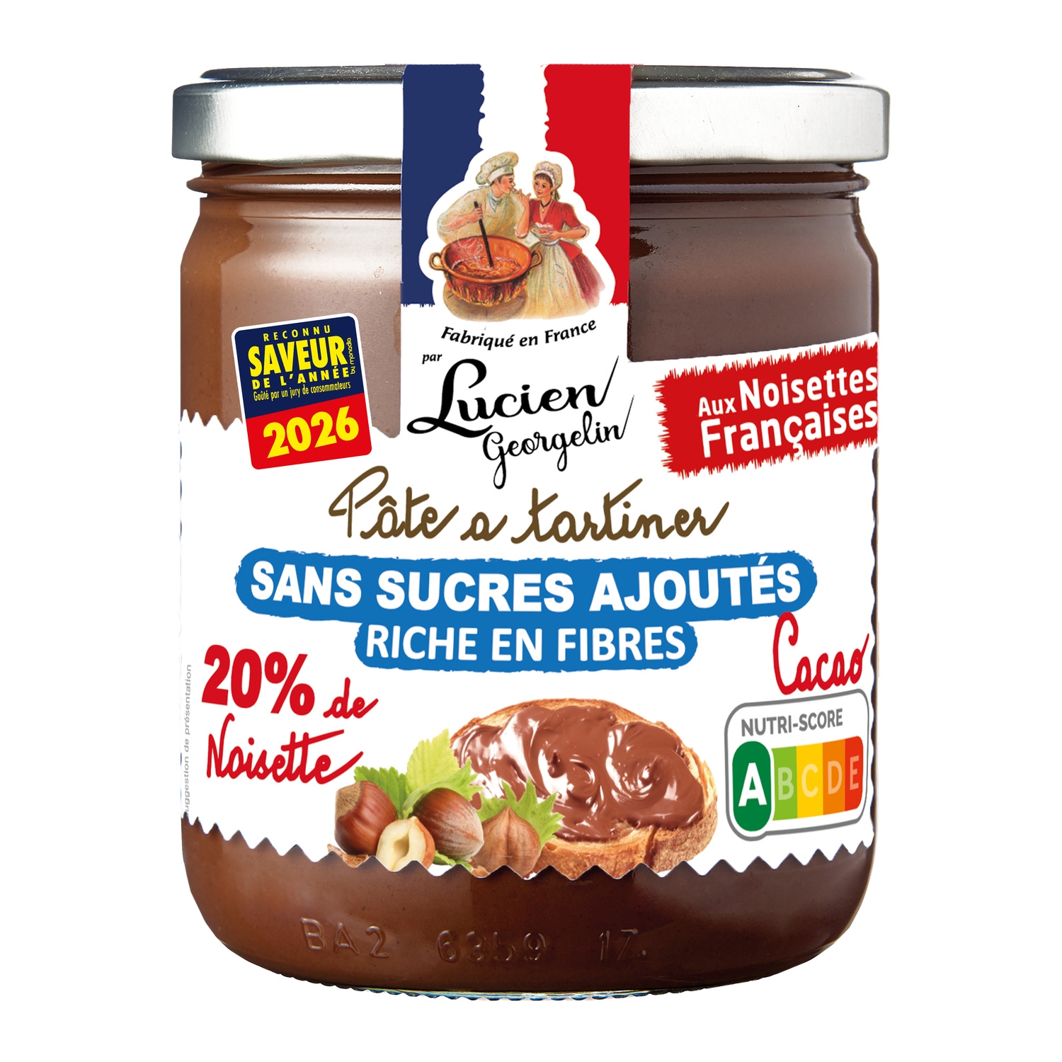 Pâte à Tartiner Sans Sucres Ajoutés Noisette De
France Et Cacao - Sans Huile De Palme 400g - LUCIEN GEORGELIN