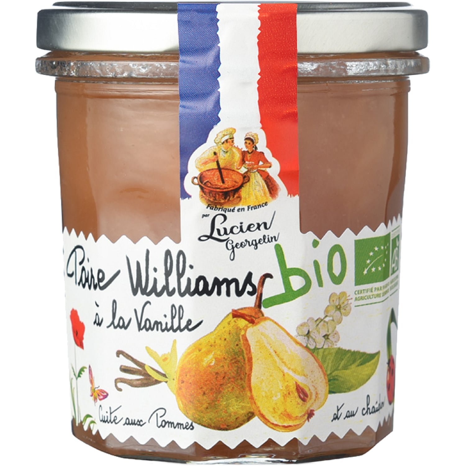 Préparation de poire Williams à la vanille BIO, bocal 320 g - LUCIEN GEORGELIN