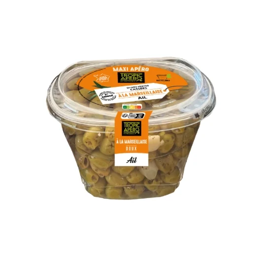 Olives vertes cassées à l'ail 500 g - TROPIC APERO