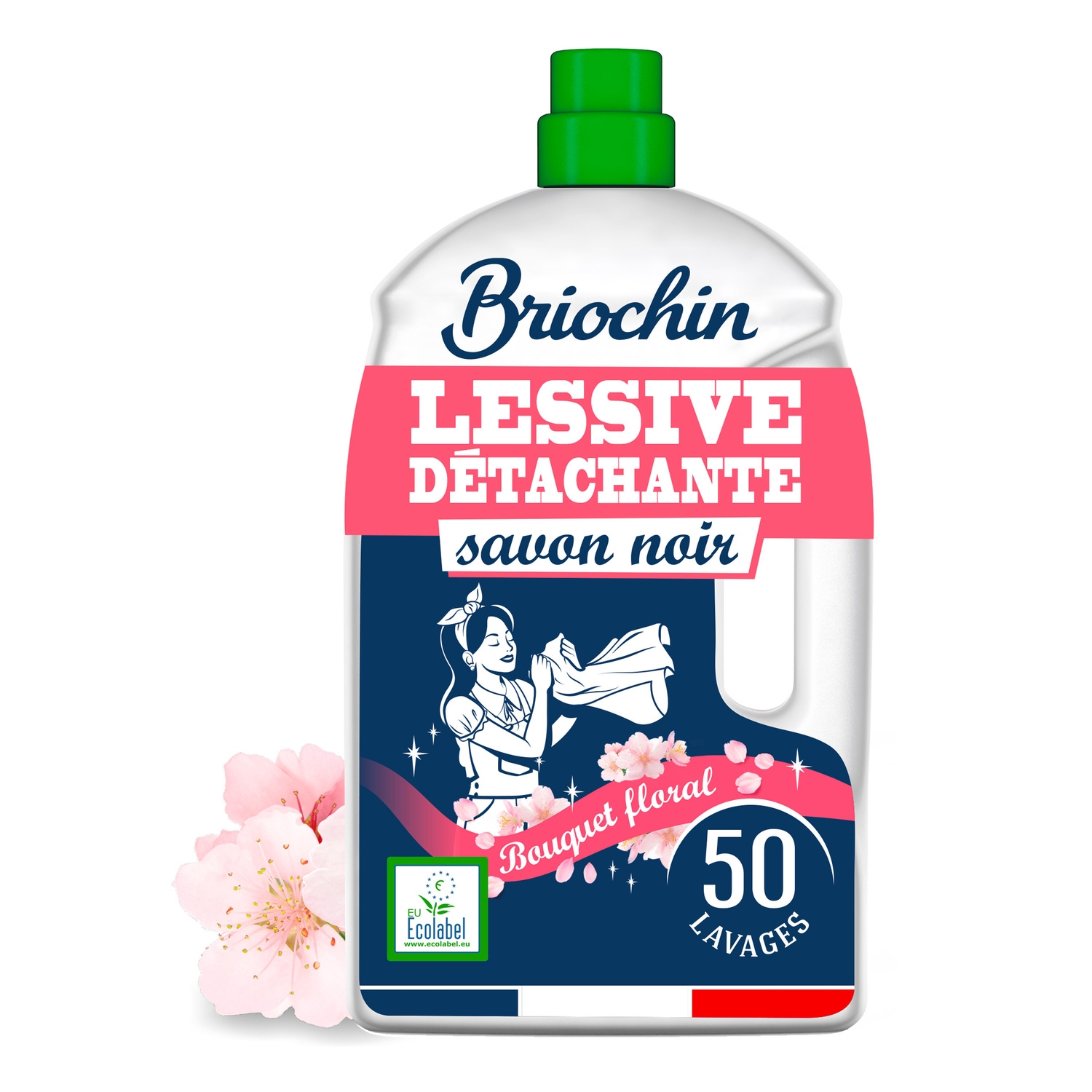 Lessive détachante savon noir bouquet floral, 50 lavages - BRIOCHIN