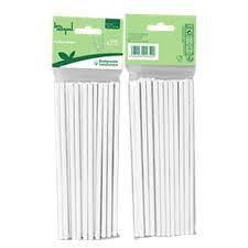 Pailles blanches en carton 6 mm, x25