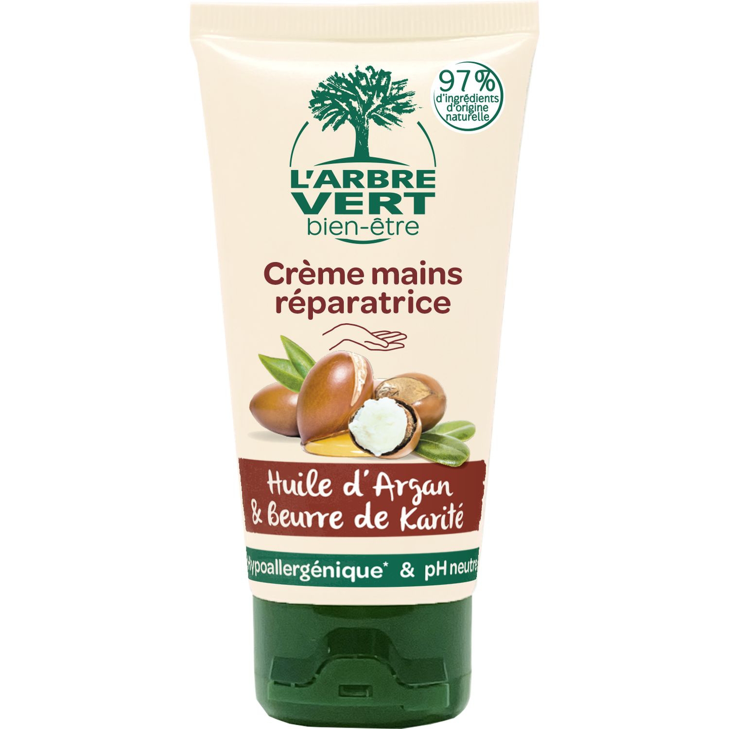 Crème mains réparatrice argan et karité 75 ml - L'ARBRE VERT