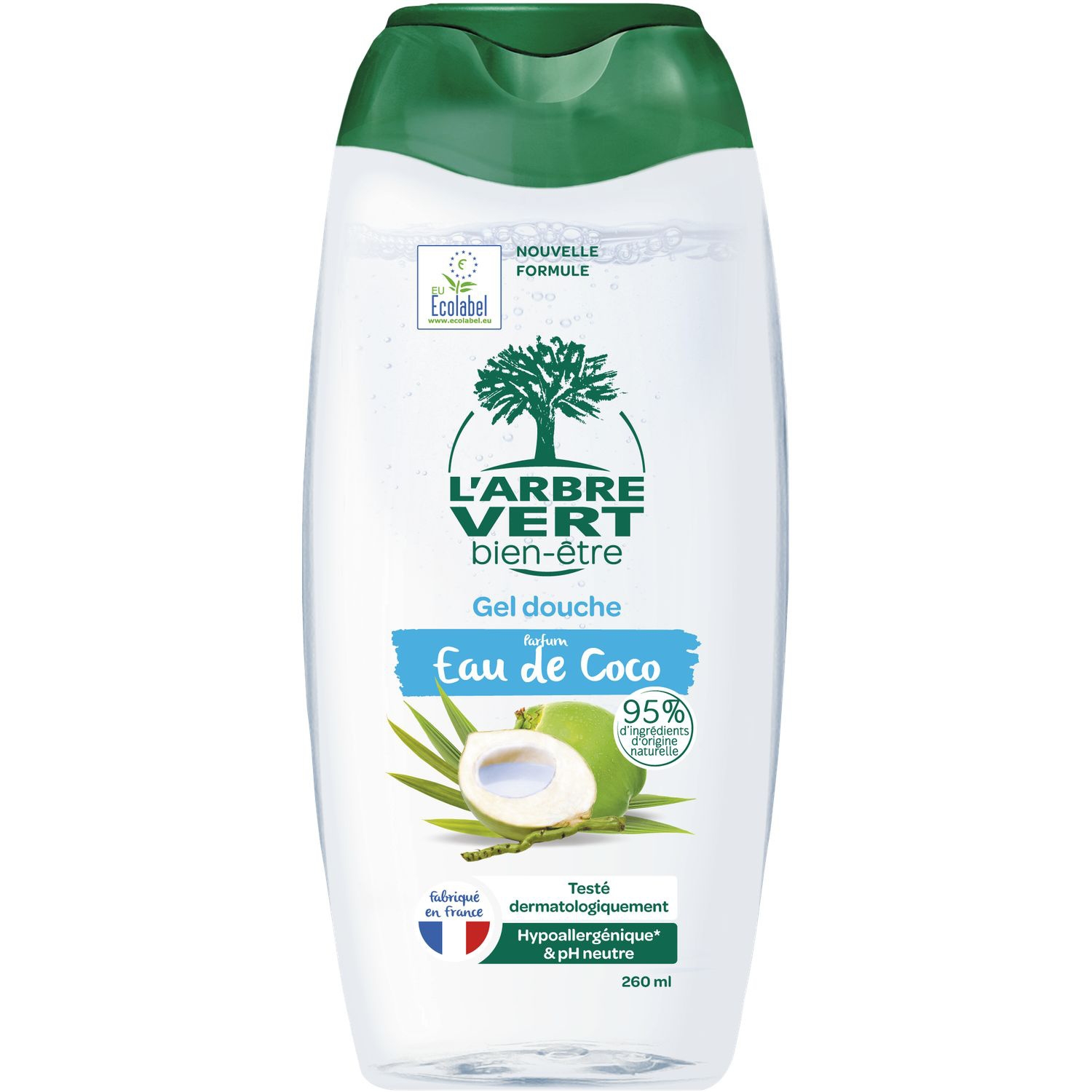 Gel douche eau de coco hypoallergénique 260 ml - L'ARBRE VERT