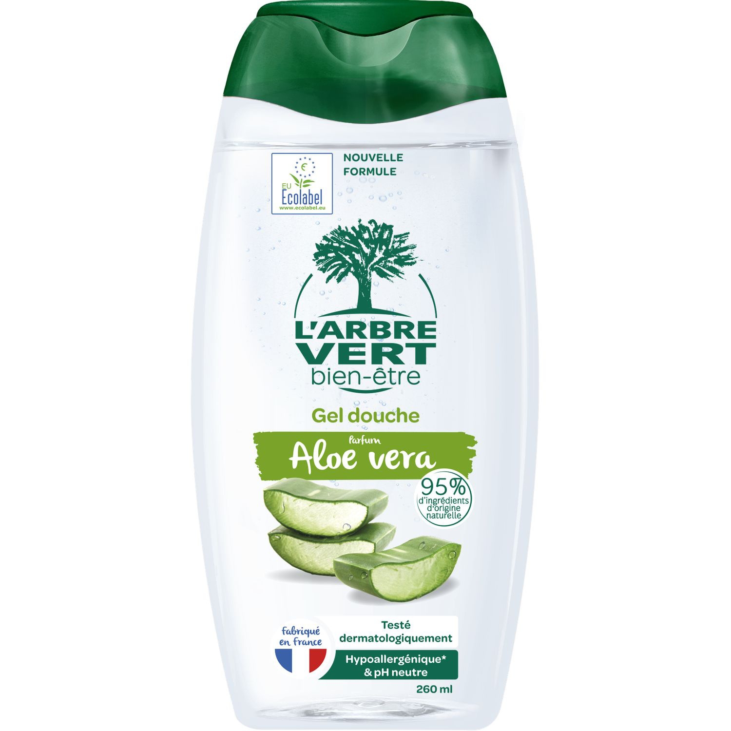Gel douche aloe vera hypoallergénique 260 ml - L'ARBRE VERT