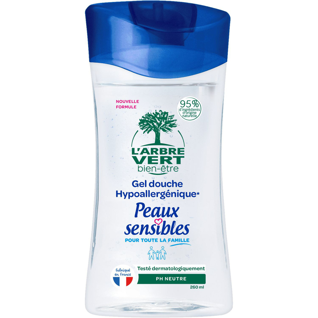 Gel douche hypoallergénique peaux sensibles pH neutre 260 ml - L'ARBRE VERT