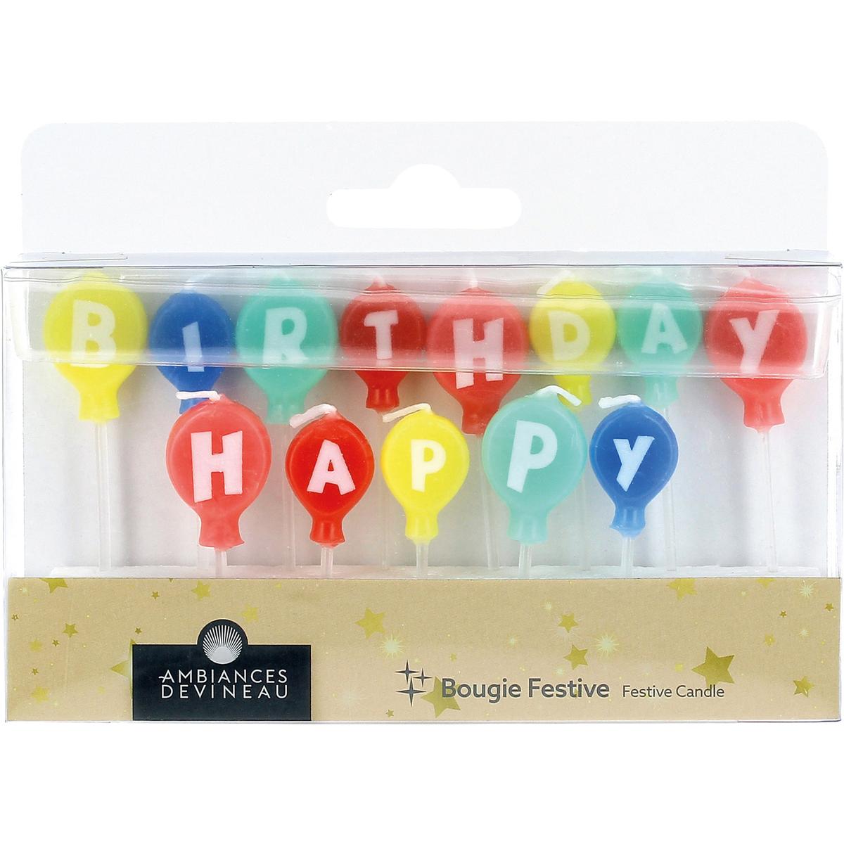 Bougies d'anniversaire ballons sur pic Happy Birthday - DEVINEAU