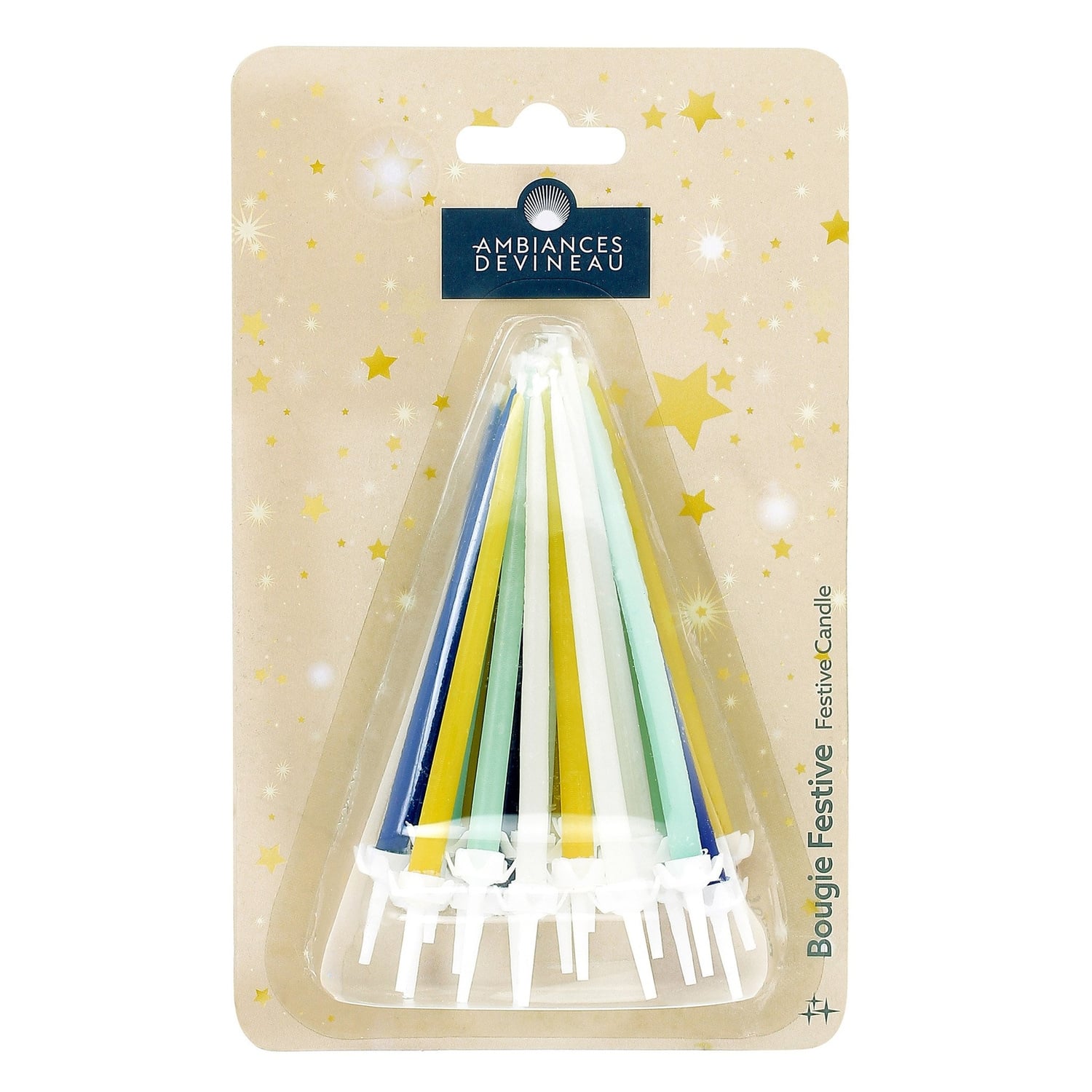 Velas de aniversário verde, azul, violeta e branco x20 - DEVINEAU