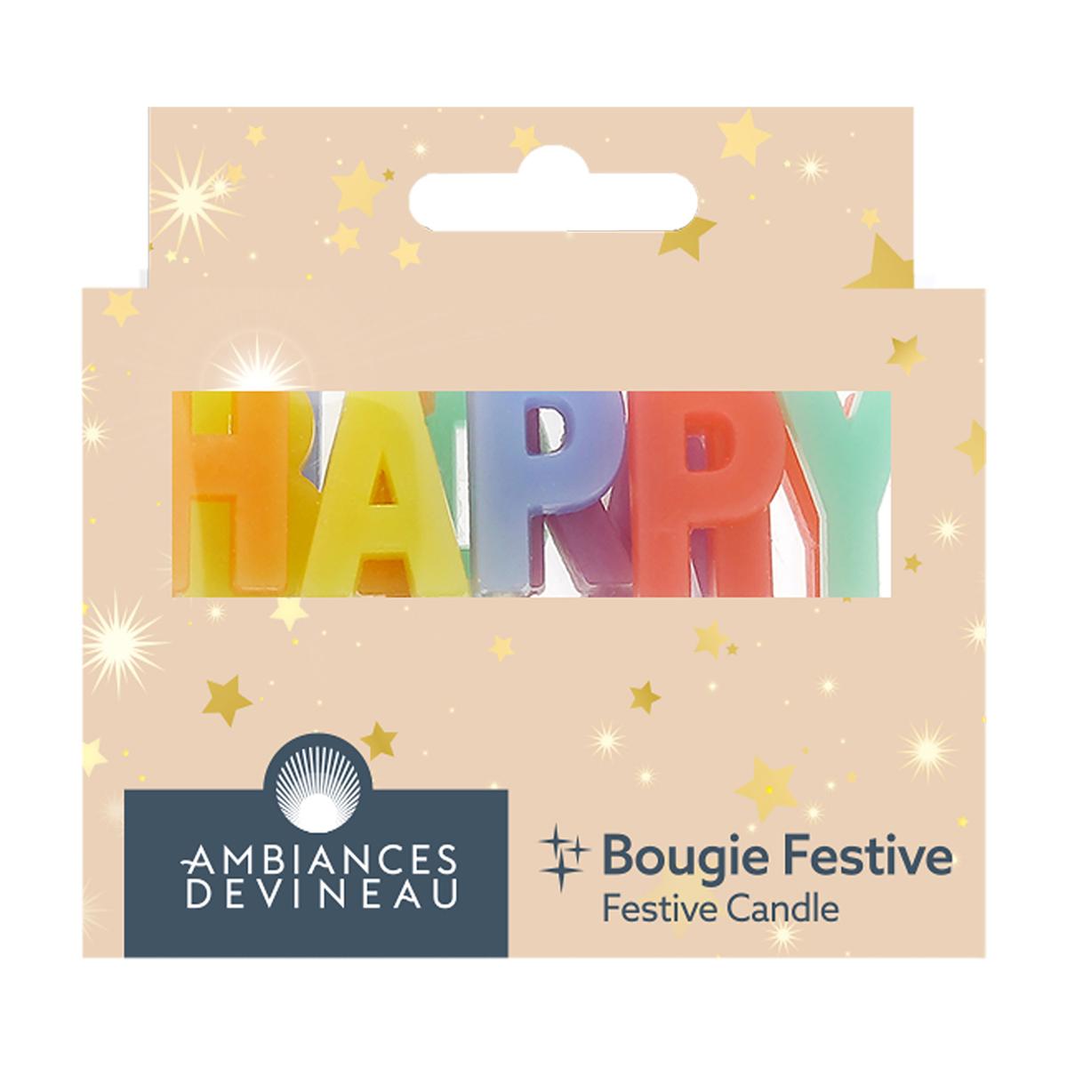 Bougies lettres sur pics, coloris pastel - DEVINEAU