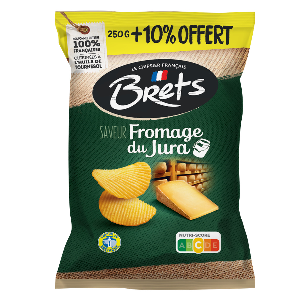 Patatine ondulate gusto formaggio del Jura 250 g + 10 % in omaggio - BRETS