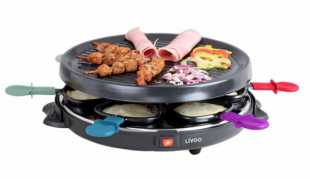 Gril À Raclette 6 Personnes 800 W Noir - LIVOO