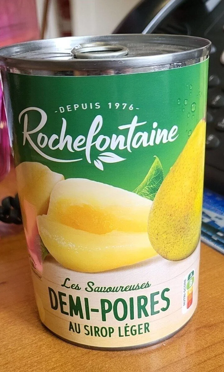 Demi-poires au sirop léger 1/2 boîte 410 g - ROCHEFONTAINE