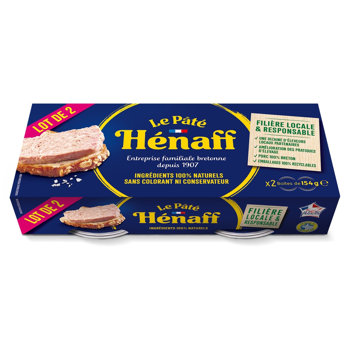 Pâté pur porc 2 x 154 g - HÉNAFF