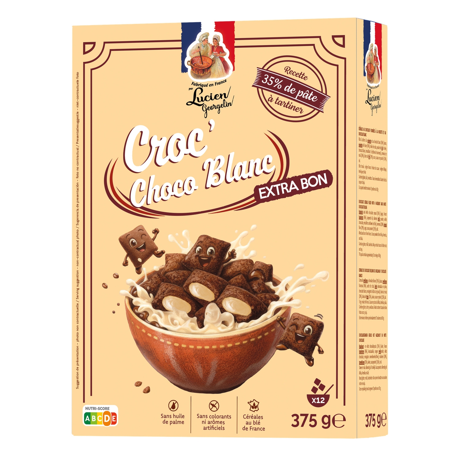 Croc'choc Blanc Coussin Chocolat Fourré à La Pâte à Tartiner Chocolat Blanc 375g - LUCIEN GEORGELIN