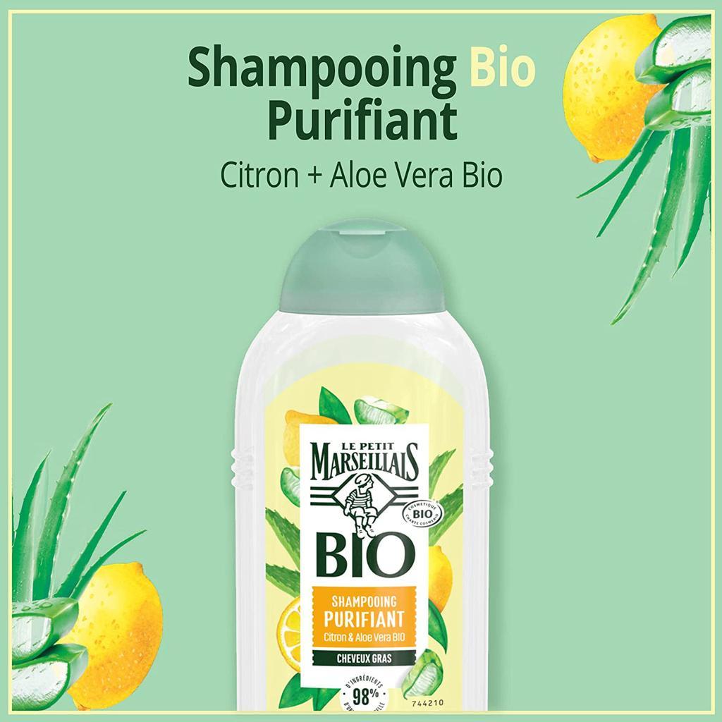 Shampoing Purifiant Bio pour Cheveux gras Citron & Aloe Vera Bio 240ml - LE PETIT MARSEILLAIS