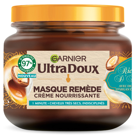 Masque Cheveux Remède Disciplinant Cheveux Très Secs Richesse d'Argan Ultra Doux, 340ml - GARNIER