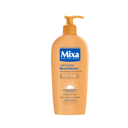 Lait Corps Nourrissant Effet Soleil Peaux Claires Hypoallergénique 250ml - MIXA