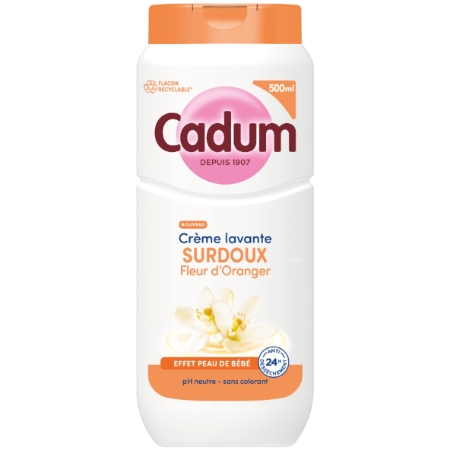 Crème Lavante Surdoux Fleur d'Oranger Effet Peau de Bébé 500ml - CADUM